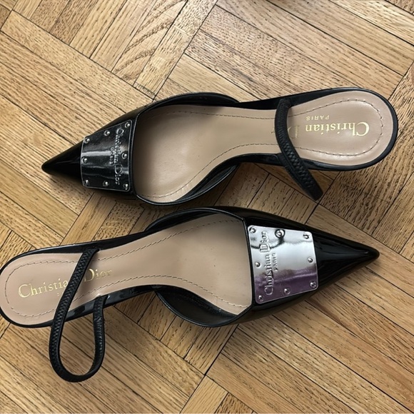 Christian Dior La Parisiennen slingback patent calfskin leather pump black - Picture 3 of 5